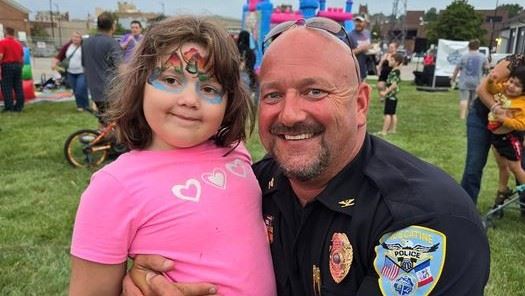 Chief Kies with Tony Loconsole daughter Lucy at National Night Out 2024 (JPG)